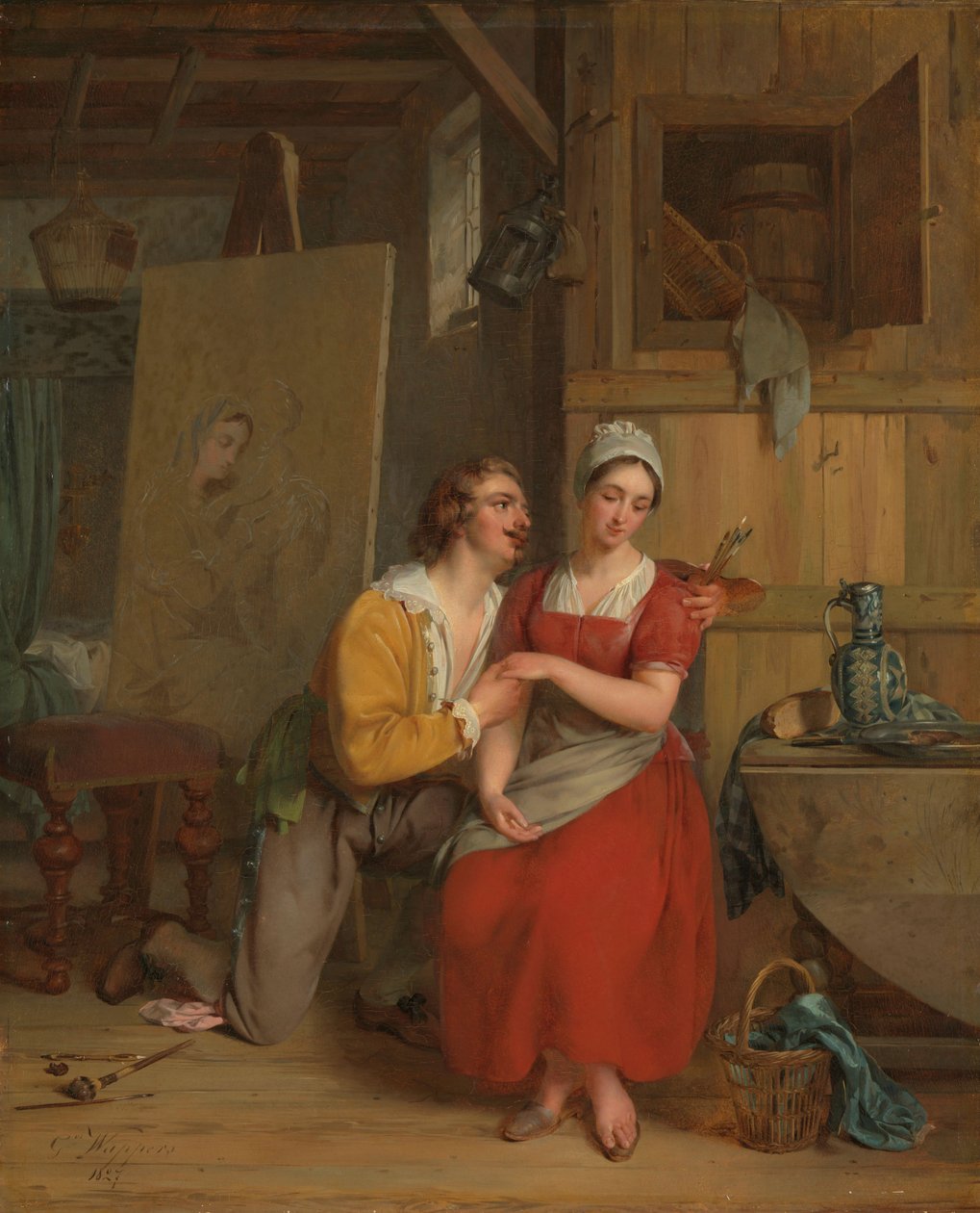 Anthony van Dyck umwirbt sein Modell von Gustave or Gustaaf Wappers