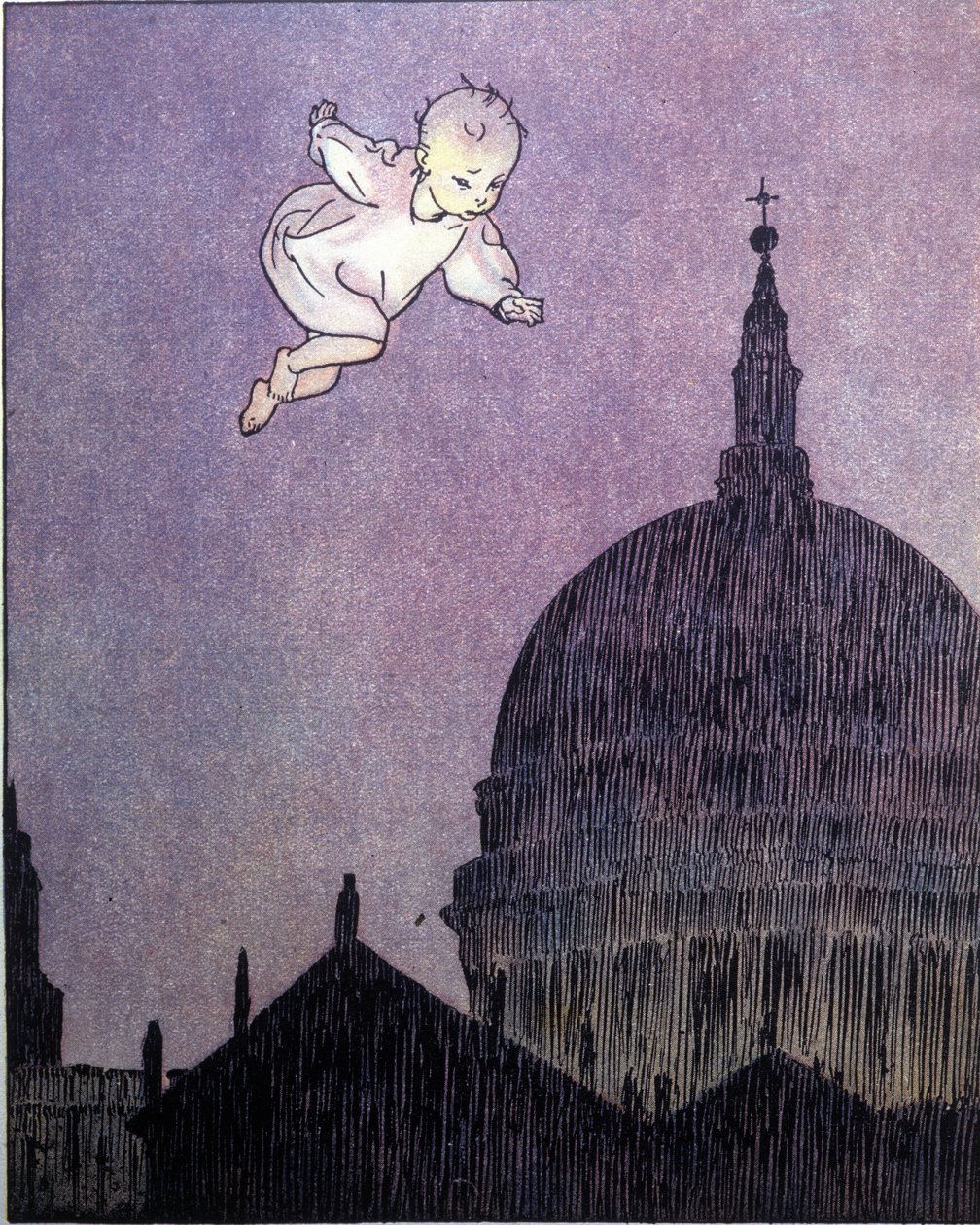 Illustration für „La storia di Peter Pan“, Märchen von James Matthew Barrie (J. M. Barrie) von Gustavo Gustavino Rosso