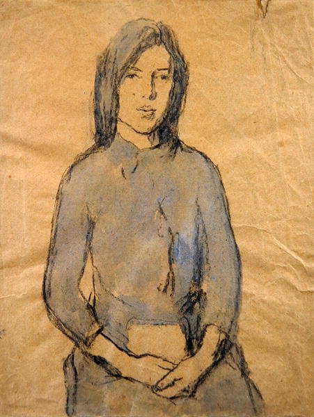 Mädchen, Hände im Schoß ruhend von Gwen John