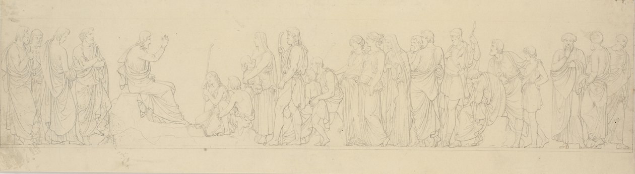 Bergpredigt. Frieskomposition mit Studie zu abweichendem Relief in der Schlosskirche von H.W. Bissen
