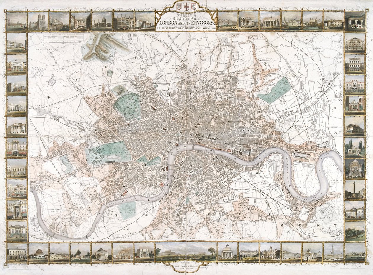 Karte von London, 1851 von H Lacey