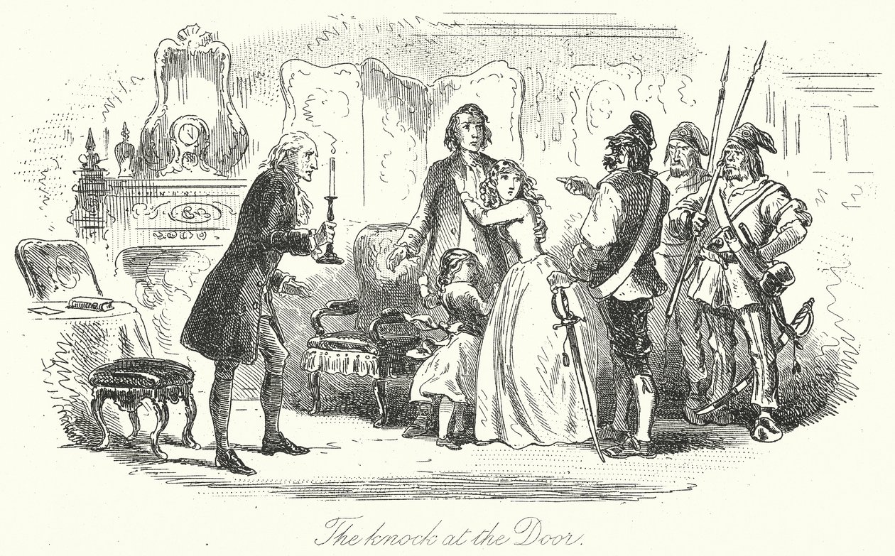 Das Klopfen an der Tür (Gravur) von Hablot Knight (1815-92) (after) Browne