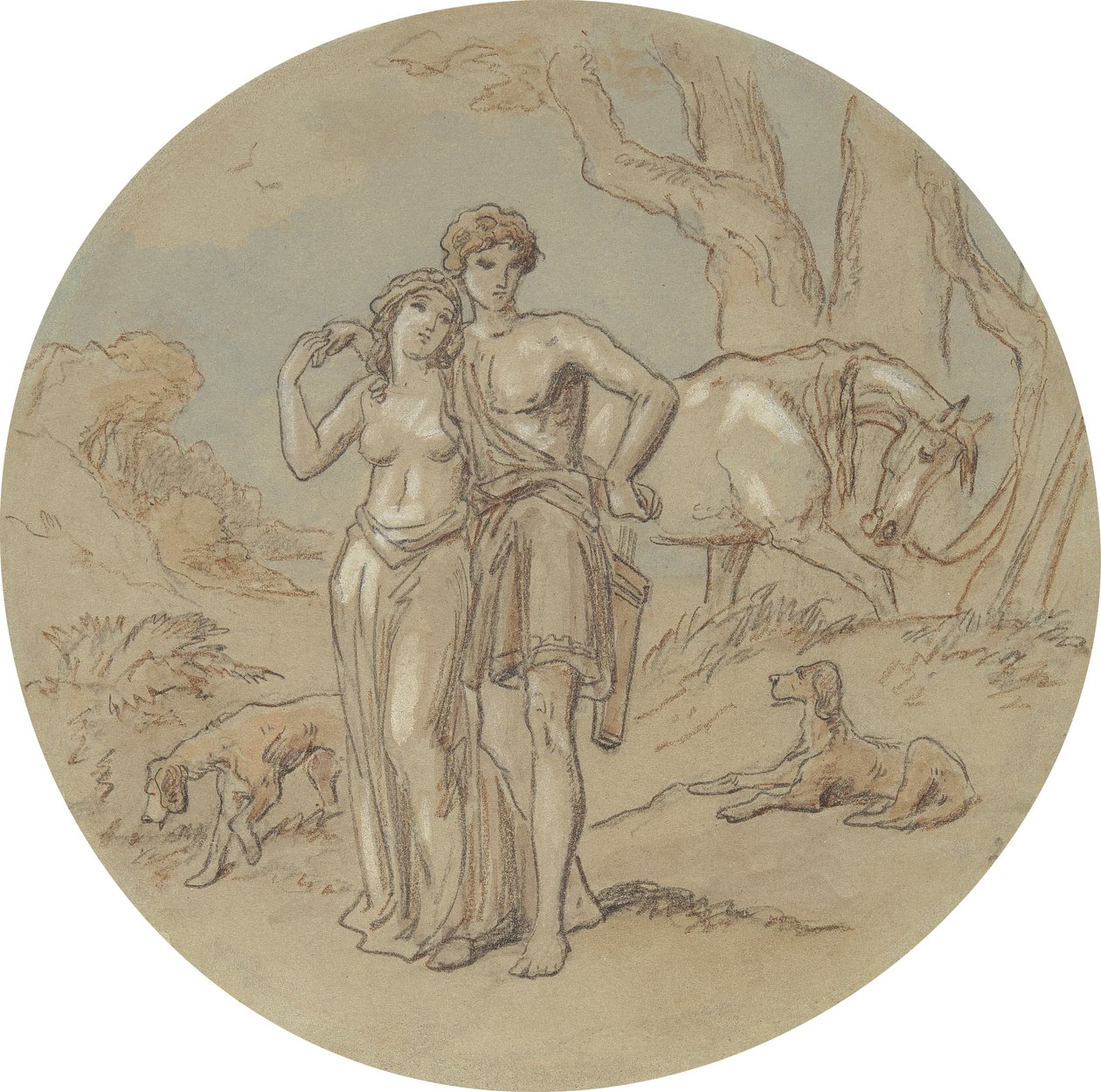Eines von achtzehn Designs für eine Serie von Platten, die Venus und Adonis illustrieren von Hablot Knight Browne