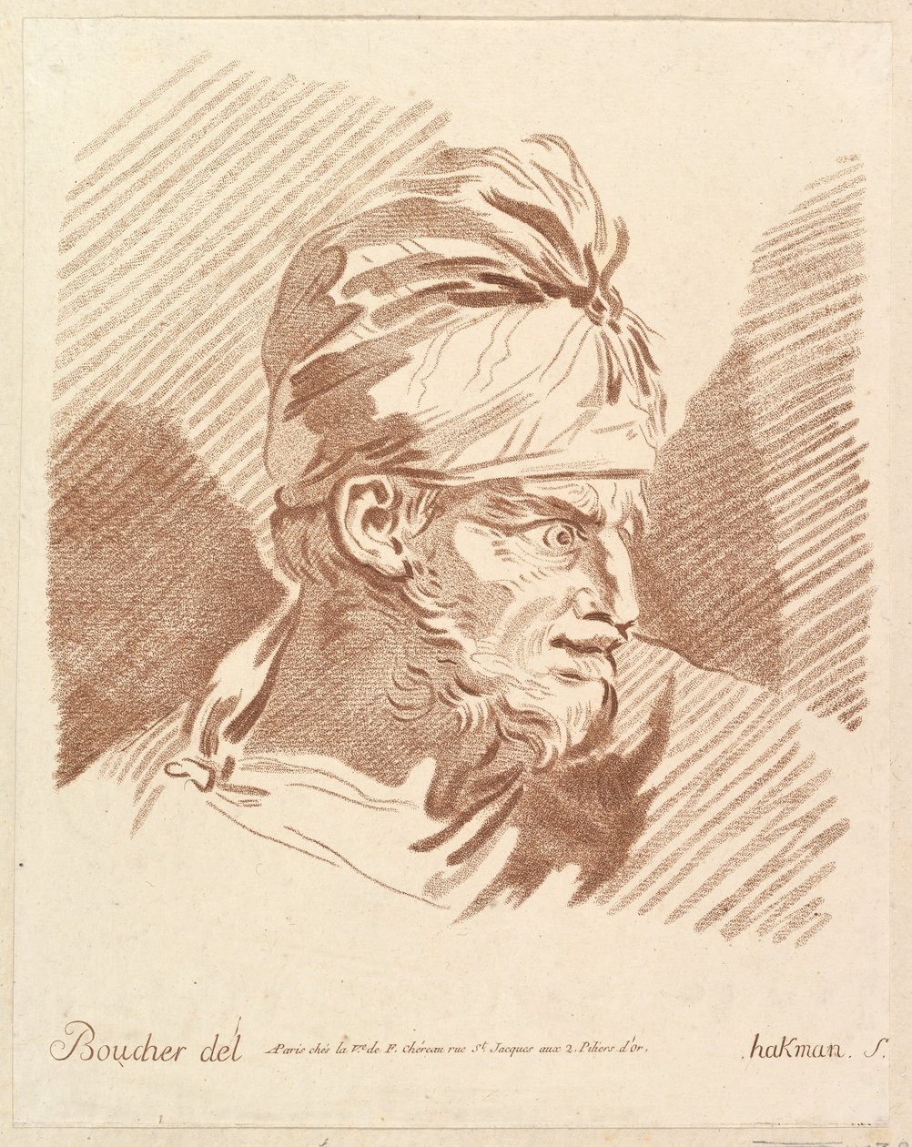 Kopf eines Mannes mit Turban, Mitte bis Ende 18. Jahrhundert von Hakman