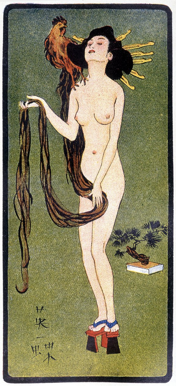 Junge Japanerin nackt - in „Japanische Puppe“ von Félicien Champsaur, ill. Hanafusa Itcho, Paris von Hanabusa Itcho
