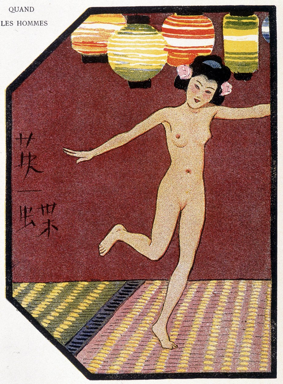 Junge japanische Nackttänzerin - in „Japanische Puppe“ von Félicien Champsaur, ill. Hanafusa Itcho, Paris von Hanabusa Itcho