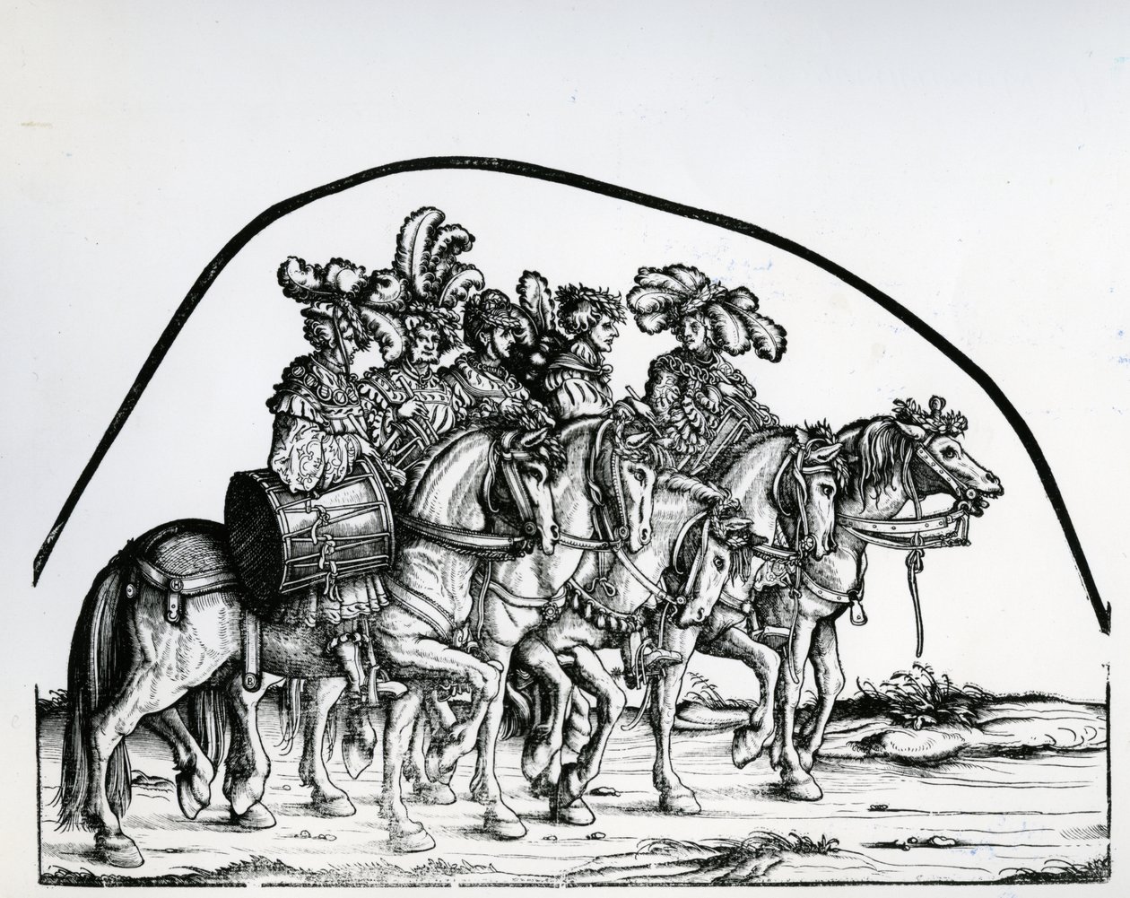 Eine Gruppe von Trommlern, aus dem Triumphzug von Kaiser Maximilian I., ca. 1517 von Hans Burgkmair