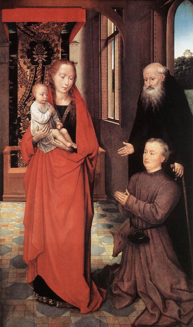 Jungfrau und Kind mit St. Antonius dem Abt und einem Stifter von Hans Memling