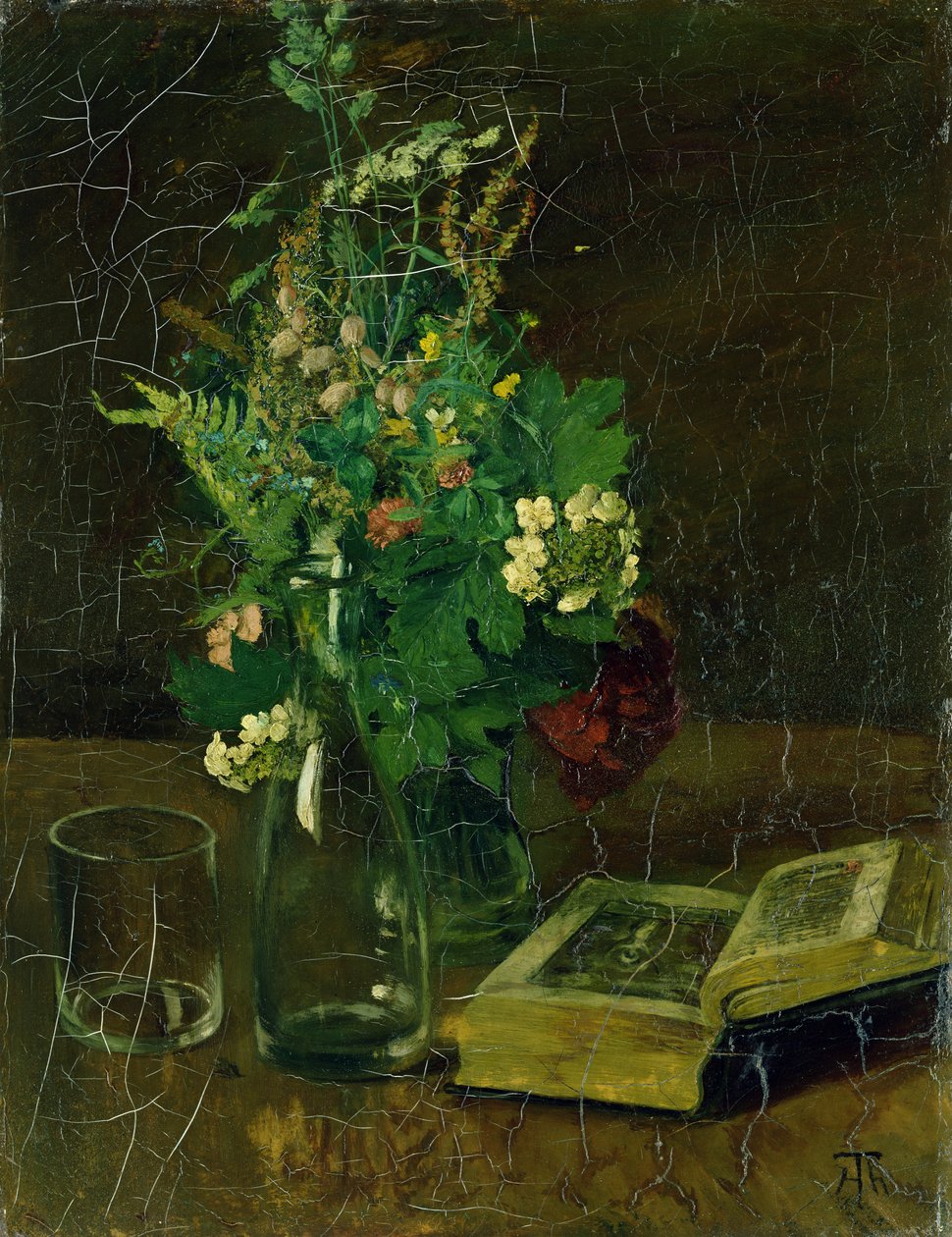 Stillleben mit einem Blumenstrauß und einer Bibel, 1872 von Hans Thoma
