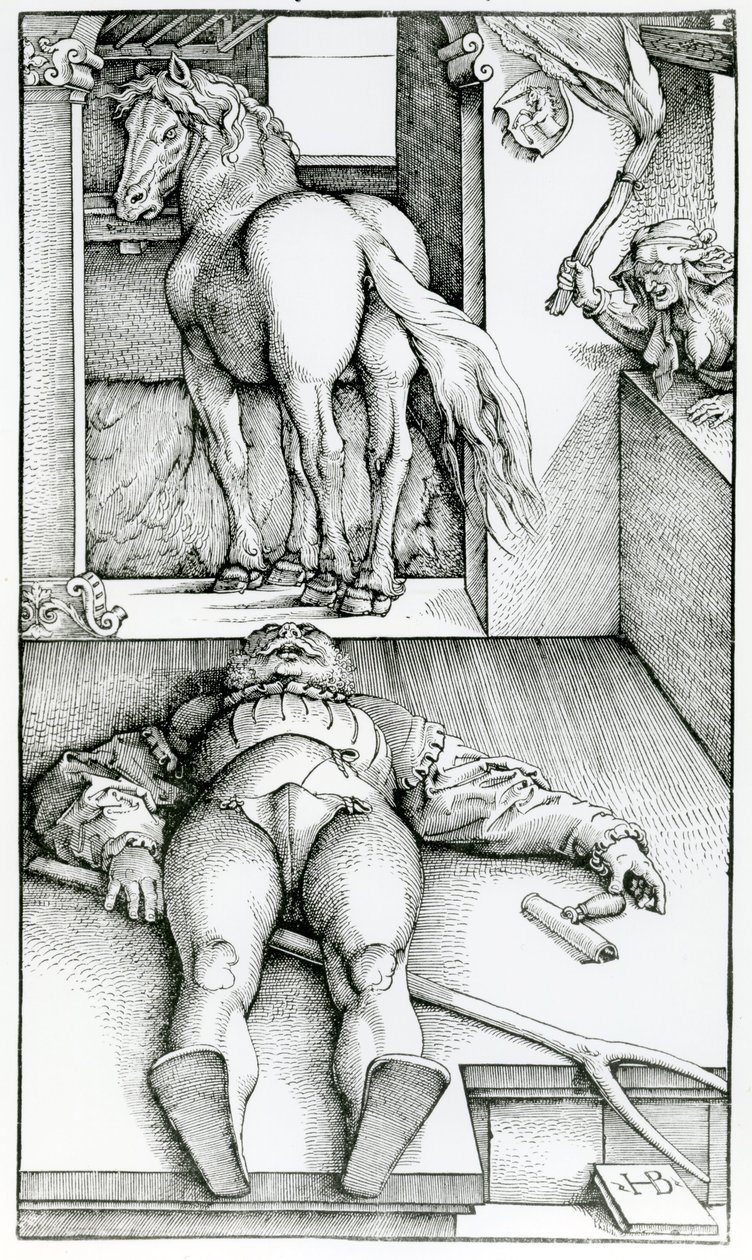 Schlafender Stallbursche und Zauberin von Hans (after) Baldung Grien