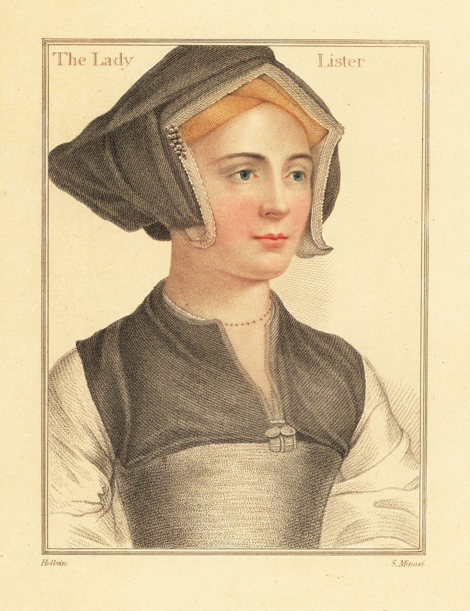 Isabel Shirley, Ehefrau des englischen Oberrichters Sir Richard Lyster, 1812 (Gravur) von Hans (after) Holbein the Younger