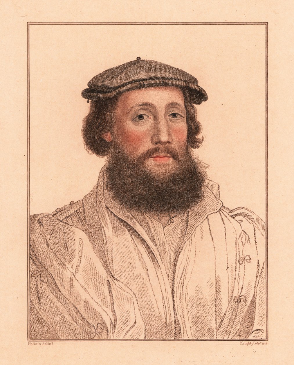 Porträt eines unbekannten Mannes, Hof von König Heinrich VIII., ca. 1532, 1812 (Gravur) von Hans (after) Holbein the Younger