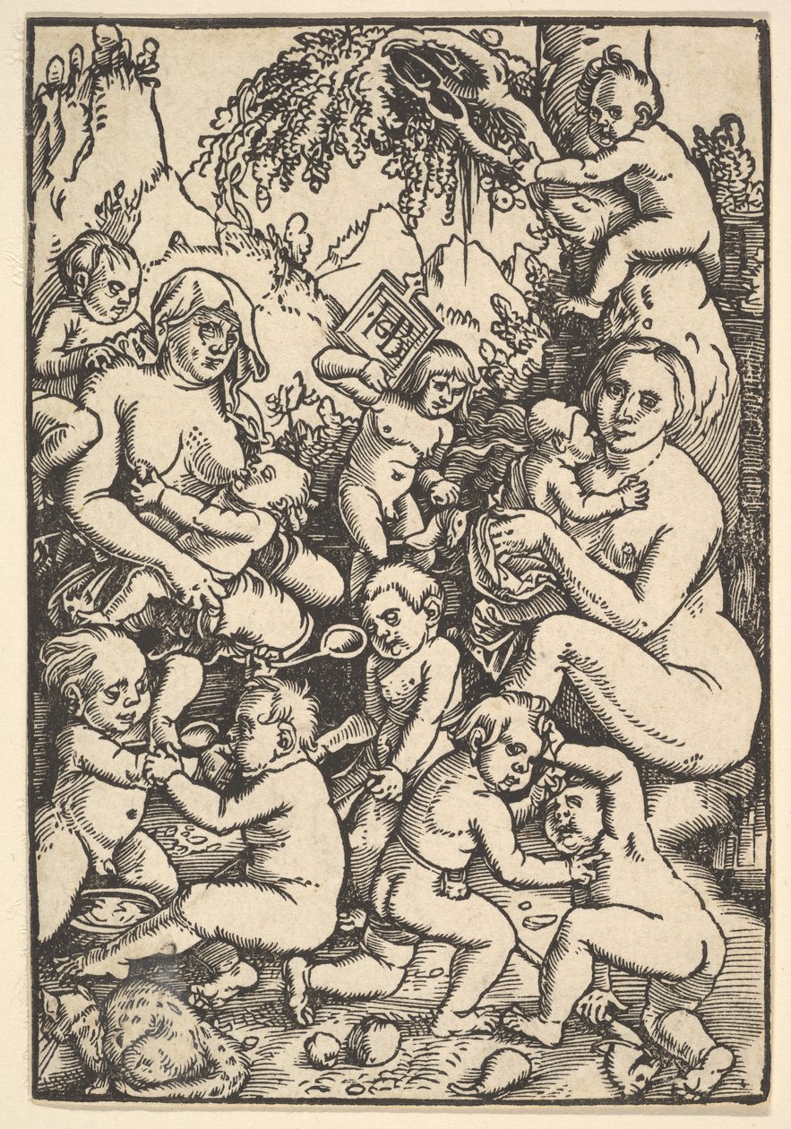 Zwei Mütter mit Kindern Die Kinderaue von Hans Baldung