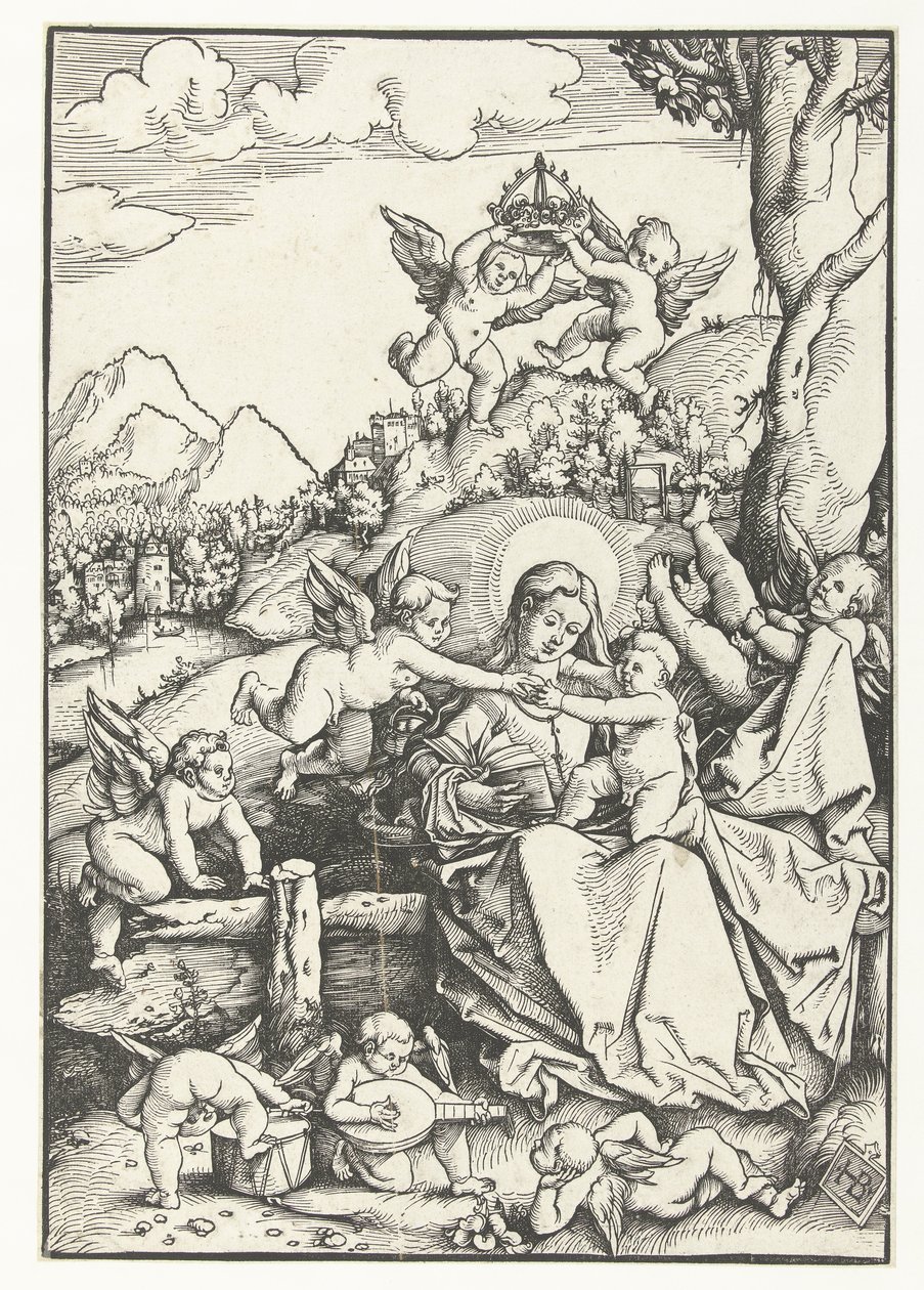 Maria mit Kind und acht Engeln in einer Landschaft von Hans Baldung Grien