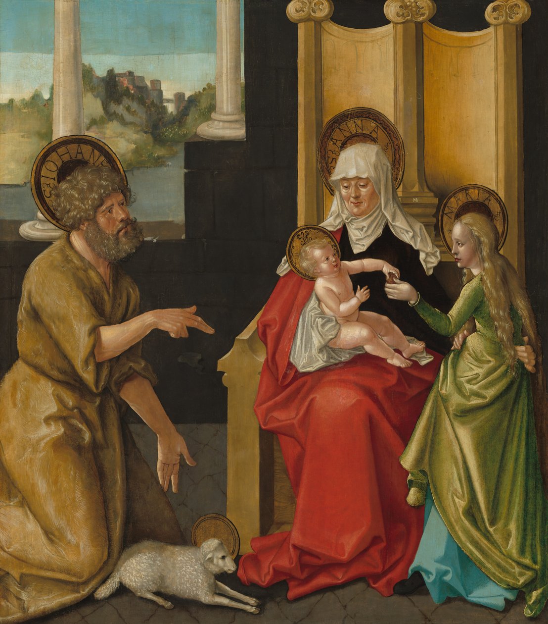 Heilige Anna mit dem Christuskind, der Jungfrau und Johannes dem Täufer von Hans Baldung Grien