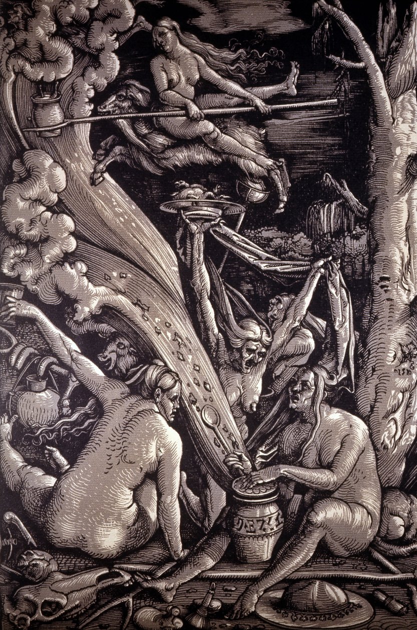 Der Hexensabbat, Gravur von Hans Baldung Grien, deutscher Maler, Graveur und Zeichner (1484-1545) von Hans Baldung Grien