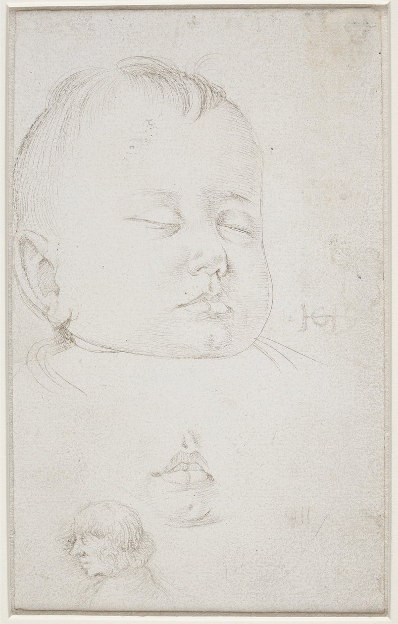 Der Kopf eines kleinen Jungen im Dreiviertelprofil, der Junge mit halb geöffnetem Mund von Hans Baldung Grien