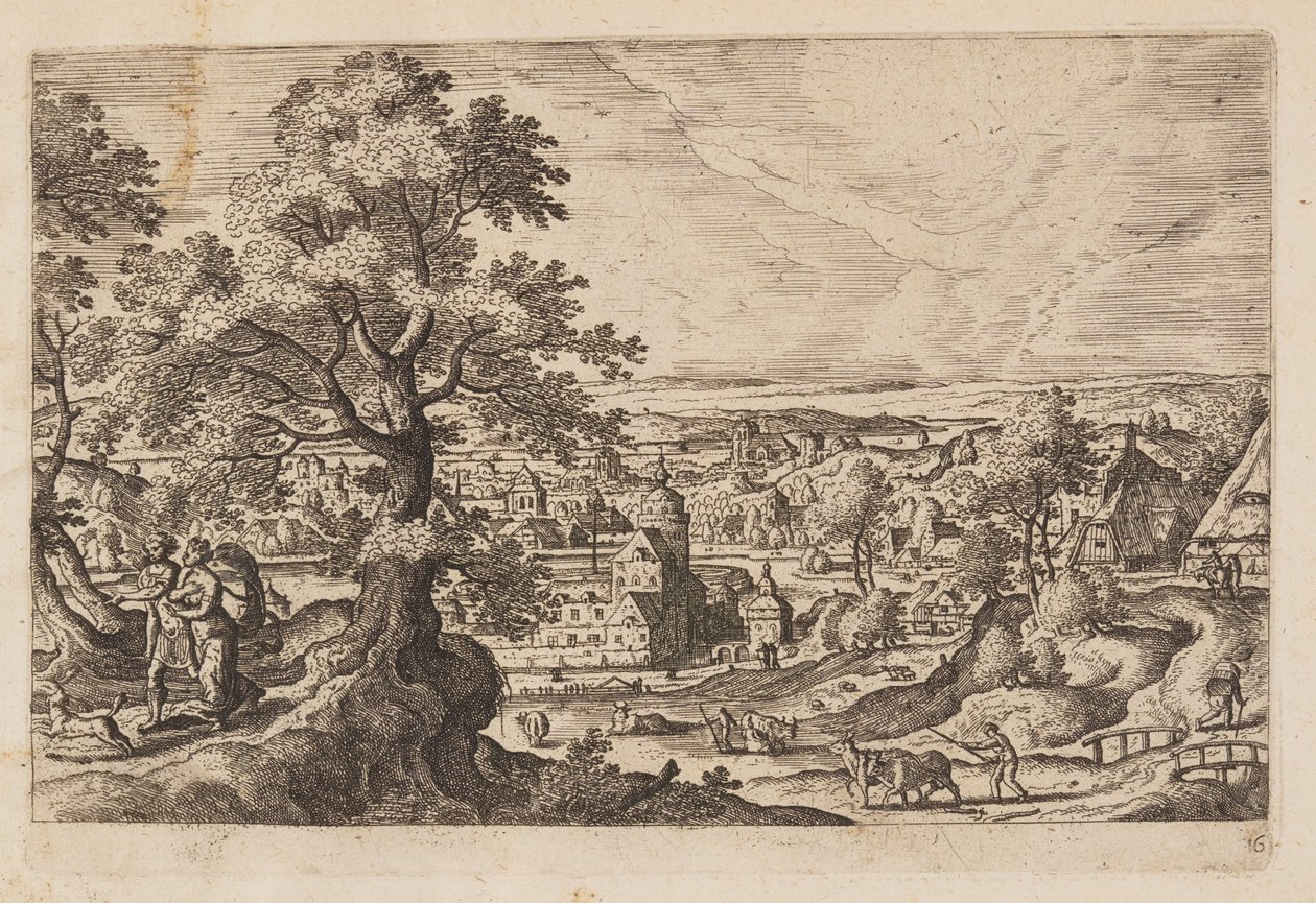 Tafel 16, aus Landschaften mit Szenen aus dem Alten und Neuen Testament und Ovids Metamorphosen von Hans Bol