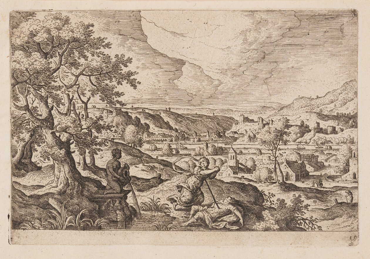 Tafel 19, aus Landschaften mit Szenen aus dem Alten und Neuen Testament und Ovids Metamorphosen von Hans Bol