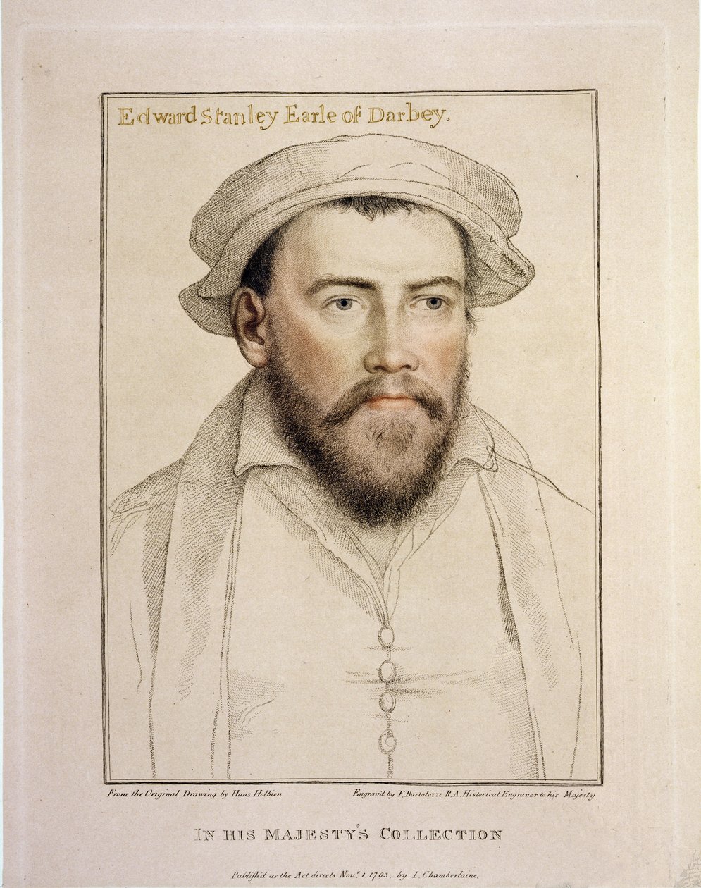 Edward Stanley, Earl of Derby (1508-1572), graviert von Francesco Bartolozzi (1727-1815), 1793 von Hans Holbein der Jüngere