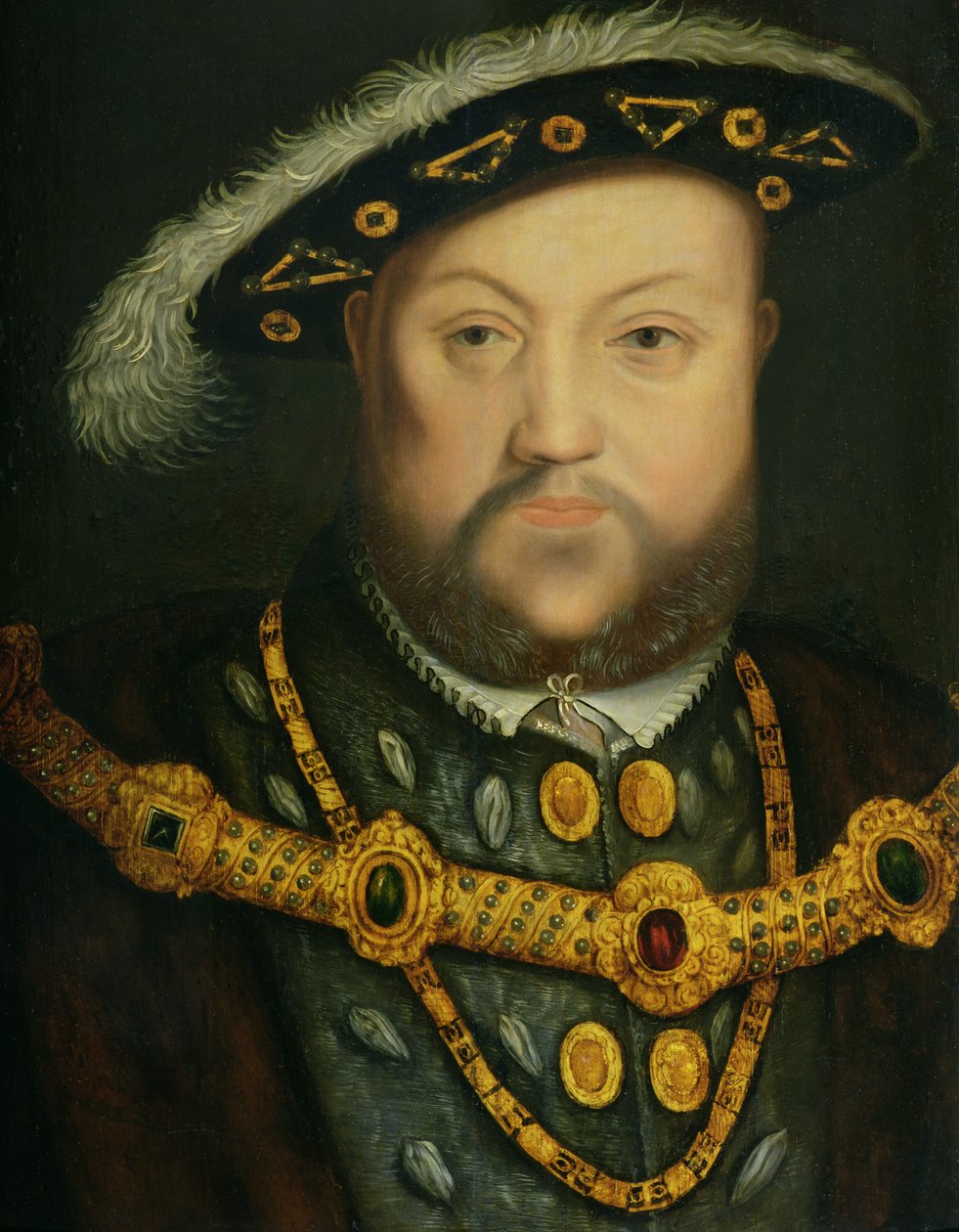 Porträt von Heinrich VIII. (1491-1547) in einer juwelenbesetzten Kette und Pelzroben von Hans Holbein the Elder