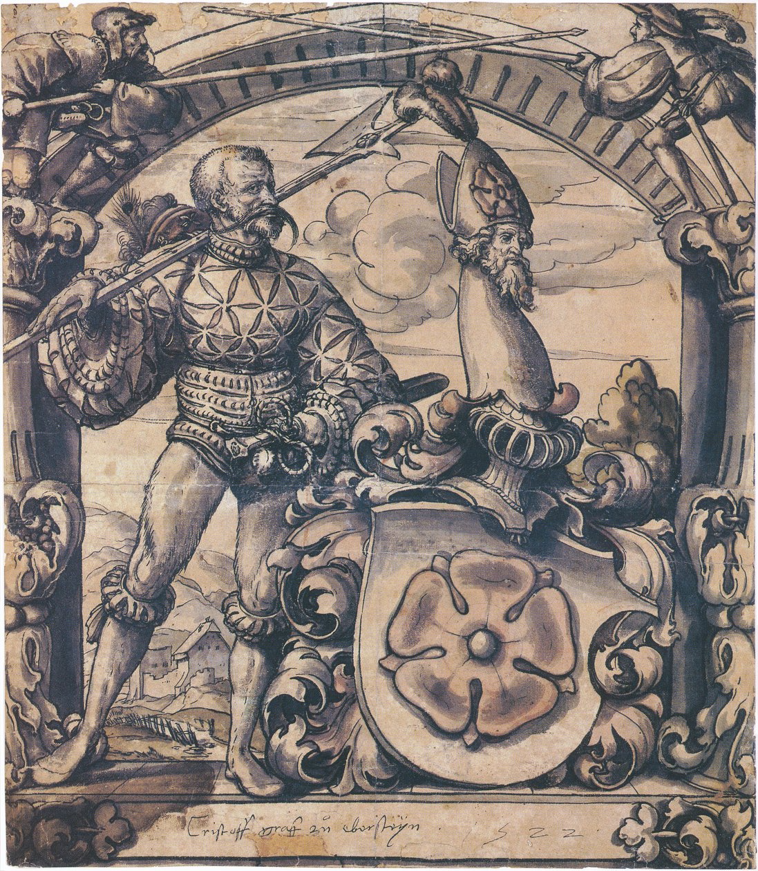 Entwurf für ein heraldisches Glasfenster von Hans Holbein the Younger