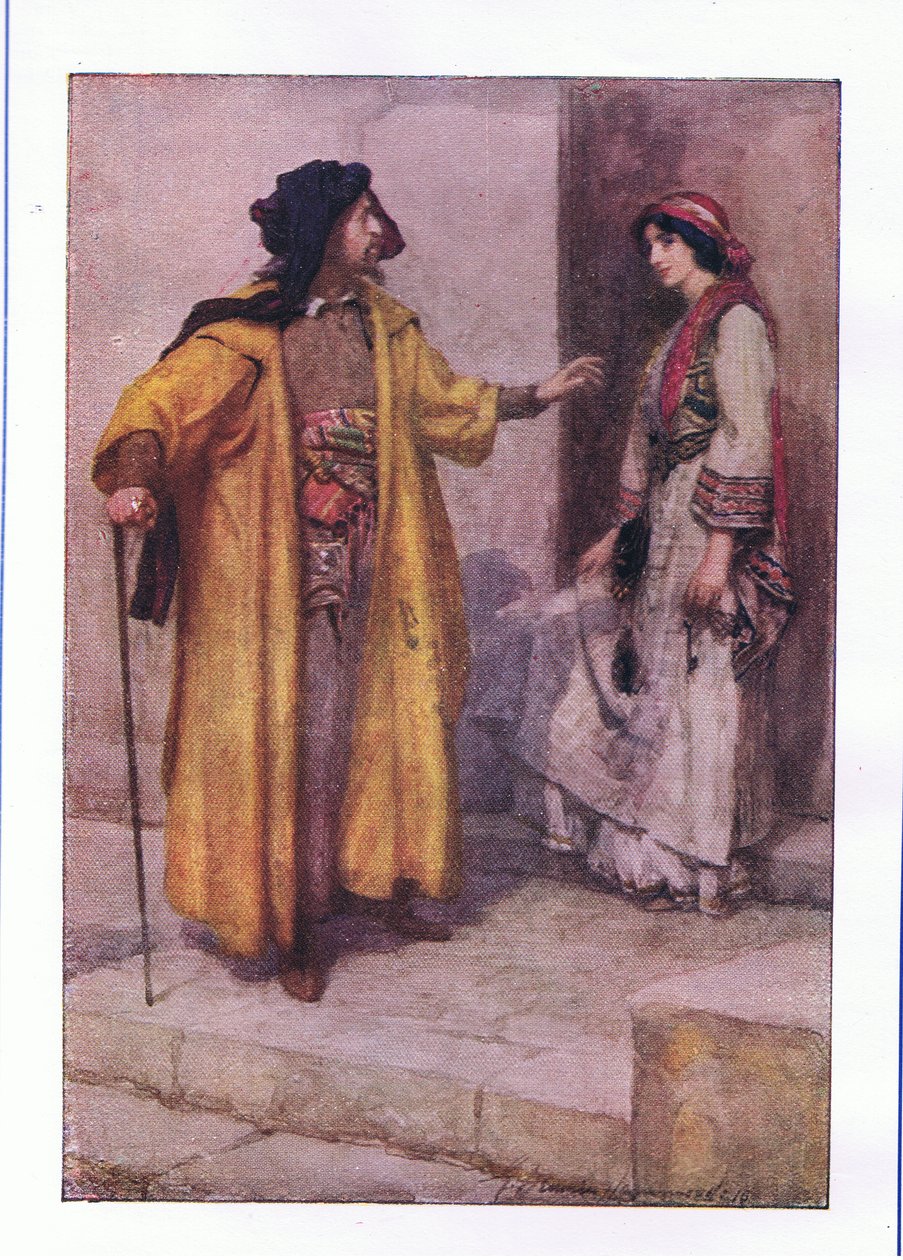 Hörst du mich, Jessica: Schließe meine Türen ab (Der Kaufmann von Venedig), aus Die vollständigen Werke von Shakespeare, veröffentlicht von George Harrap & Co Ltd, 1920er Jahre von Hans Holbein der Jüngere