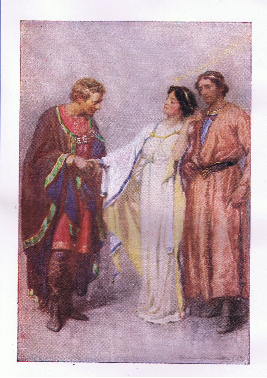 Wie sagst du? Mein Gefangener oder mein Gast? (Das Wintermärchen), aus Die vollständigen Werke von Shakespeare, veröffentlicht von George Harrap & Co Ltd, 1920er Jahre von Hans Holbein der Jüngere
