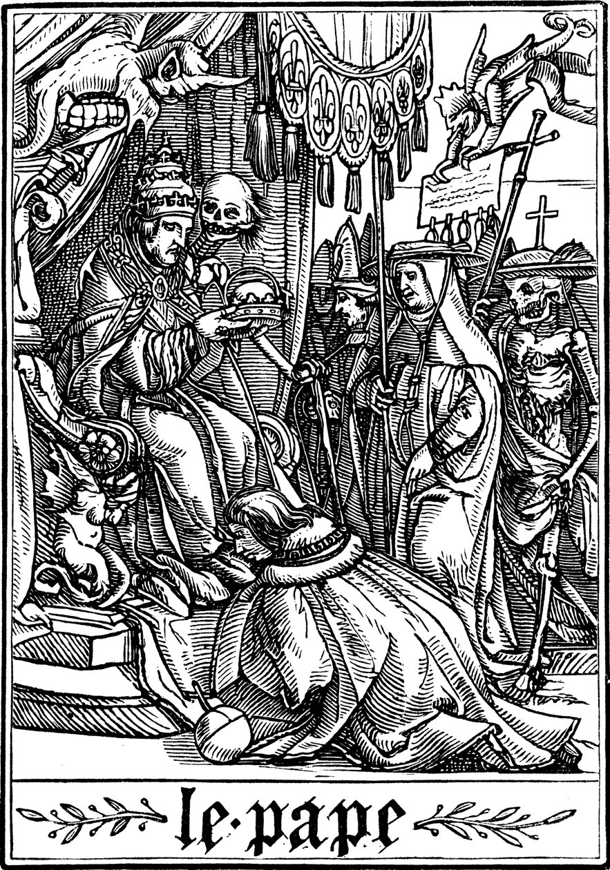 Der Papst besucht vom Tod, 1538 von Hans Holbein der Jüngere