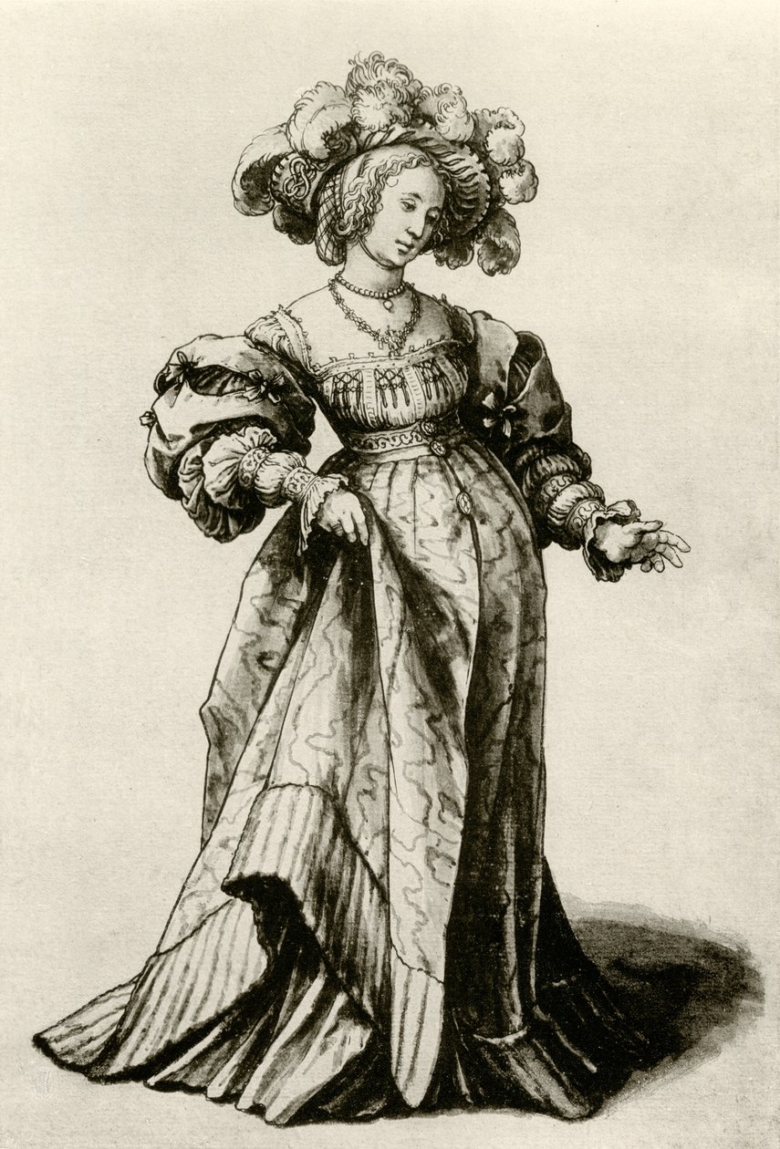 Junge Basler Dame mit Federhut von Hans Holbein der Jüngere