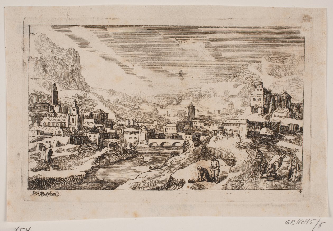 Berglandschaft mit dem barmherzigen Samariter im Vordergrund von Hans Jørgen Kirksteen