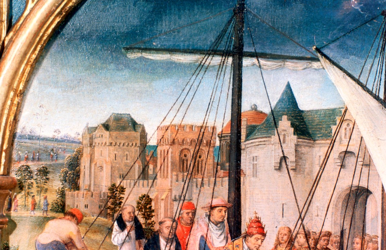 St. Ursula Schrein, Abreise aus Basel (Detail) von Hans Memling