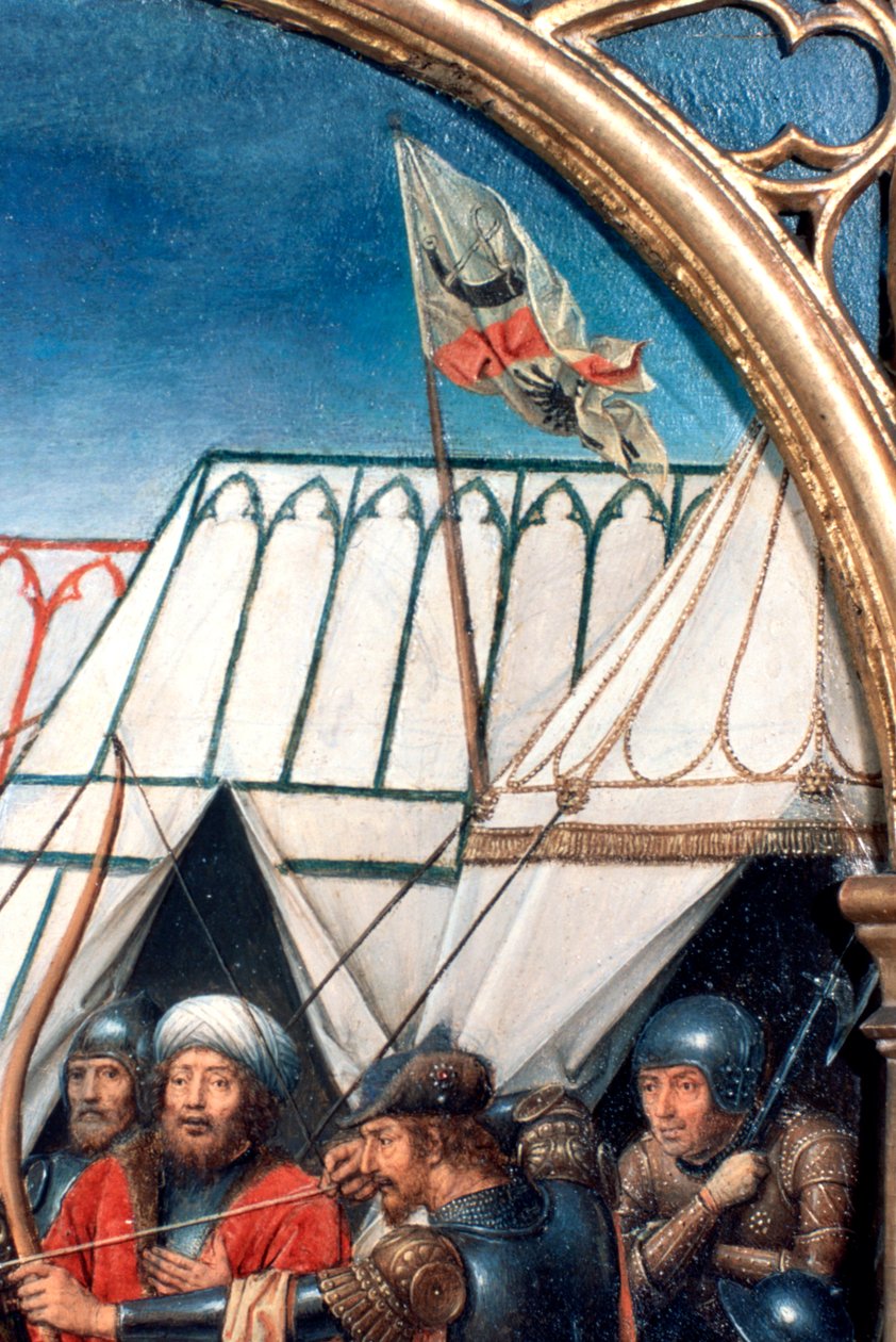 Schrein der hl. Ursula, Martyrium in Köln (Detail), 1489 von Hans Memling