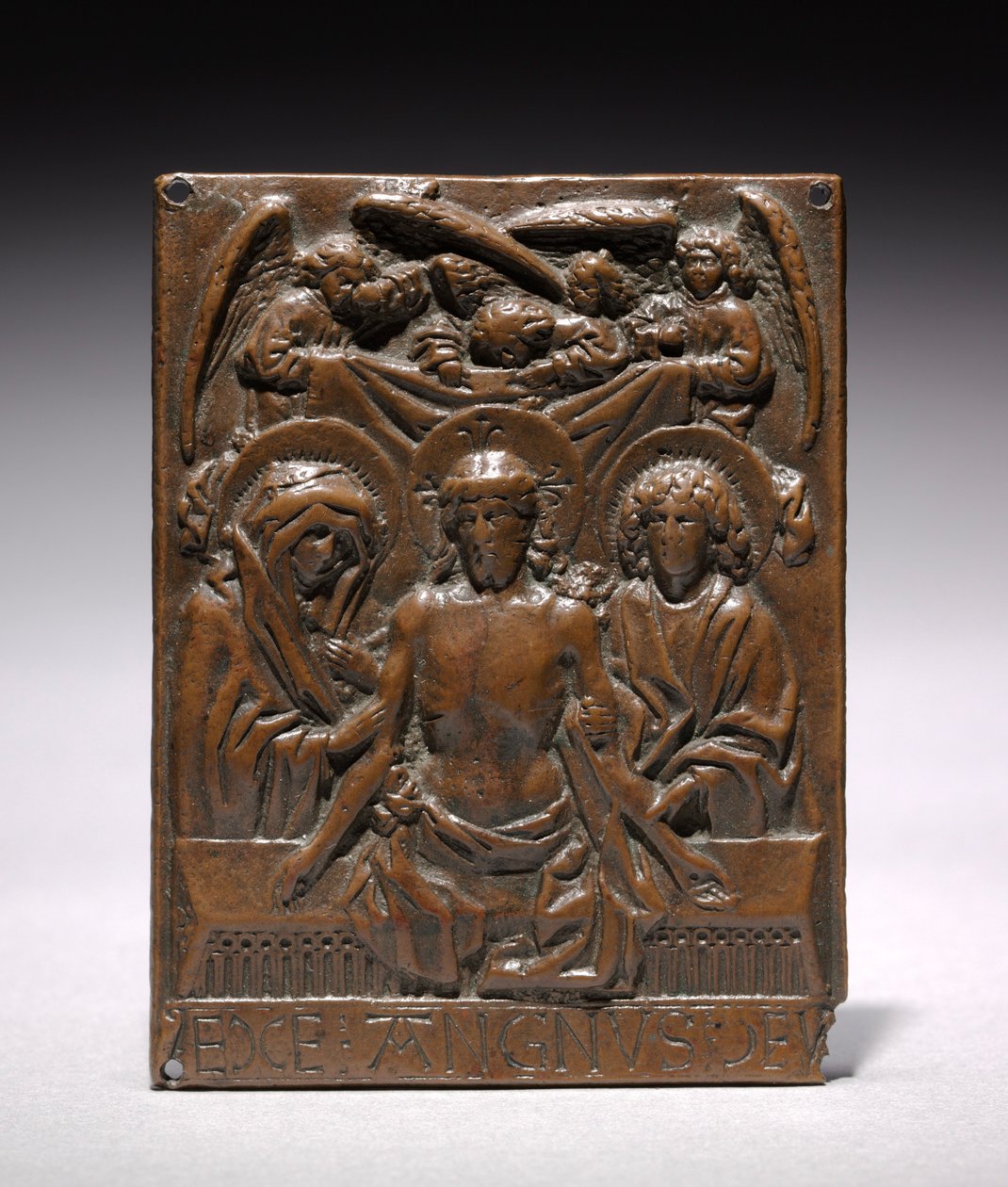 Der tote Christus, unterstützt von der Jungfrau Maria und dem Heiligen Johannes, 1427-1467 von Hans Multscher