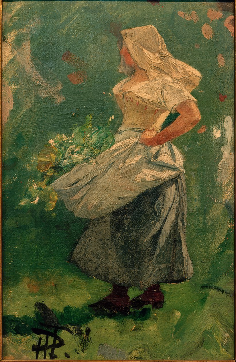 Bauernmädchen mit Kohl in der Schürze von Hans Peter Feddersen der Jüngere
