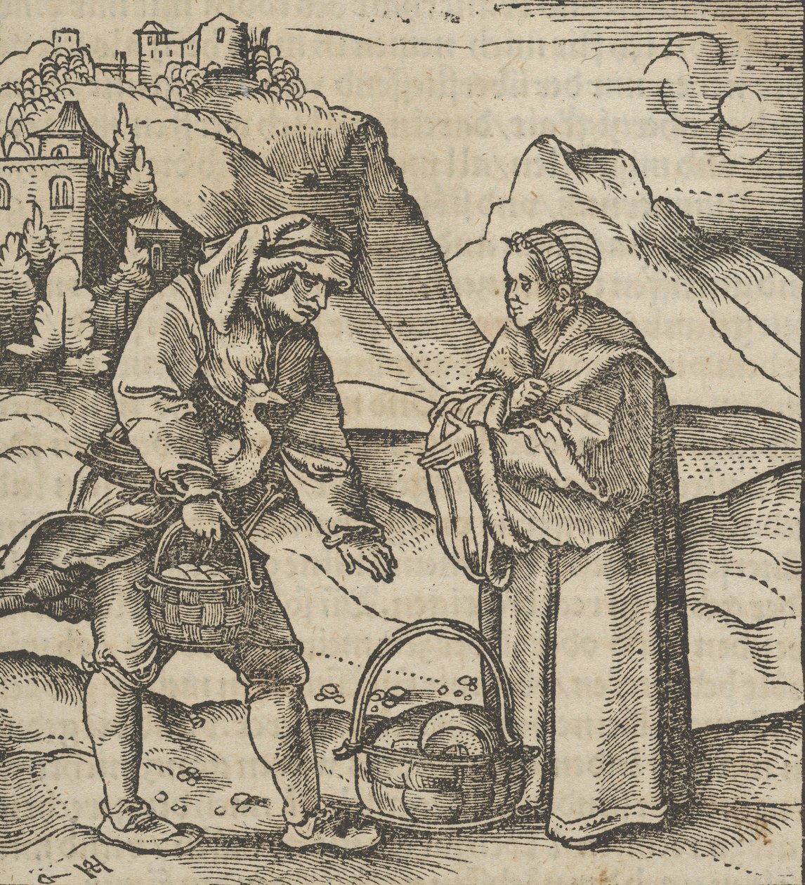 Ein Bauer und sein Patron, aus Hymmelwagen auff dem, wer wol lebt... von Hans Schäufelein the Elder