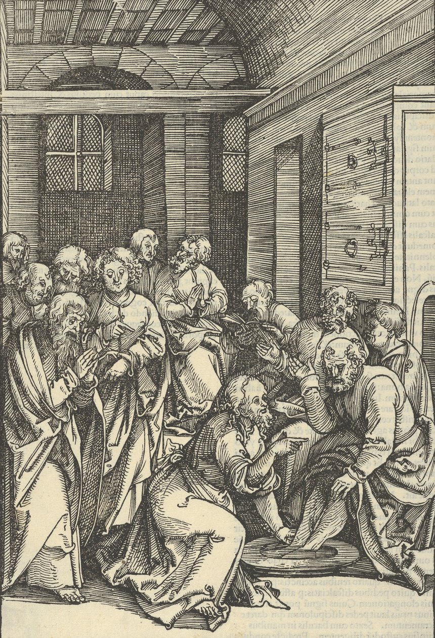 Christus wäscht die Füße des Heiligen Petrus, aus Speculum passionis domini nostri Ihesu Christi, 1507 von Hans Schäufelein the Elder