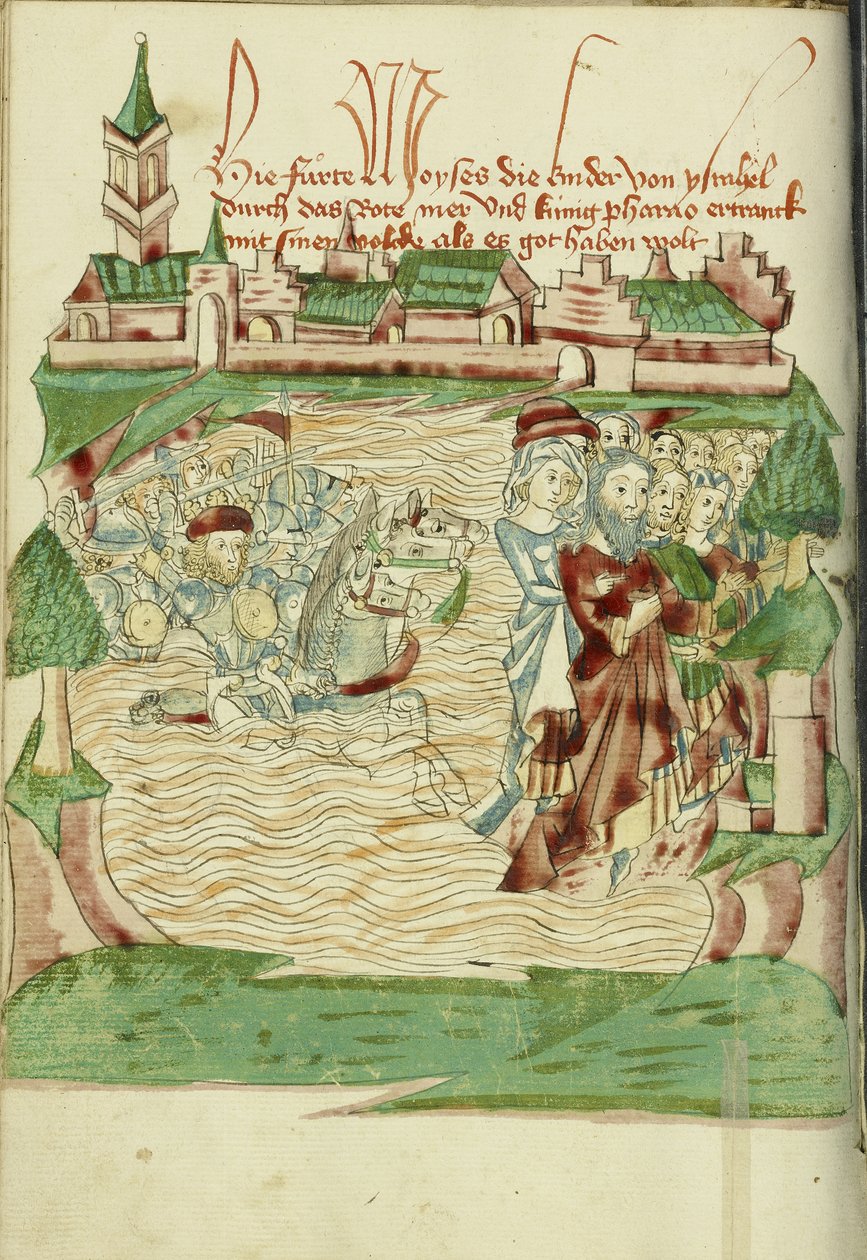 Der Durchzug durch das Rote Meer Ms Ludwig XV 9 fol. 56v, 1469 von Hans Schilling