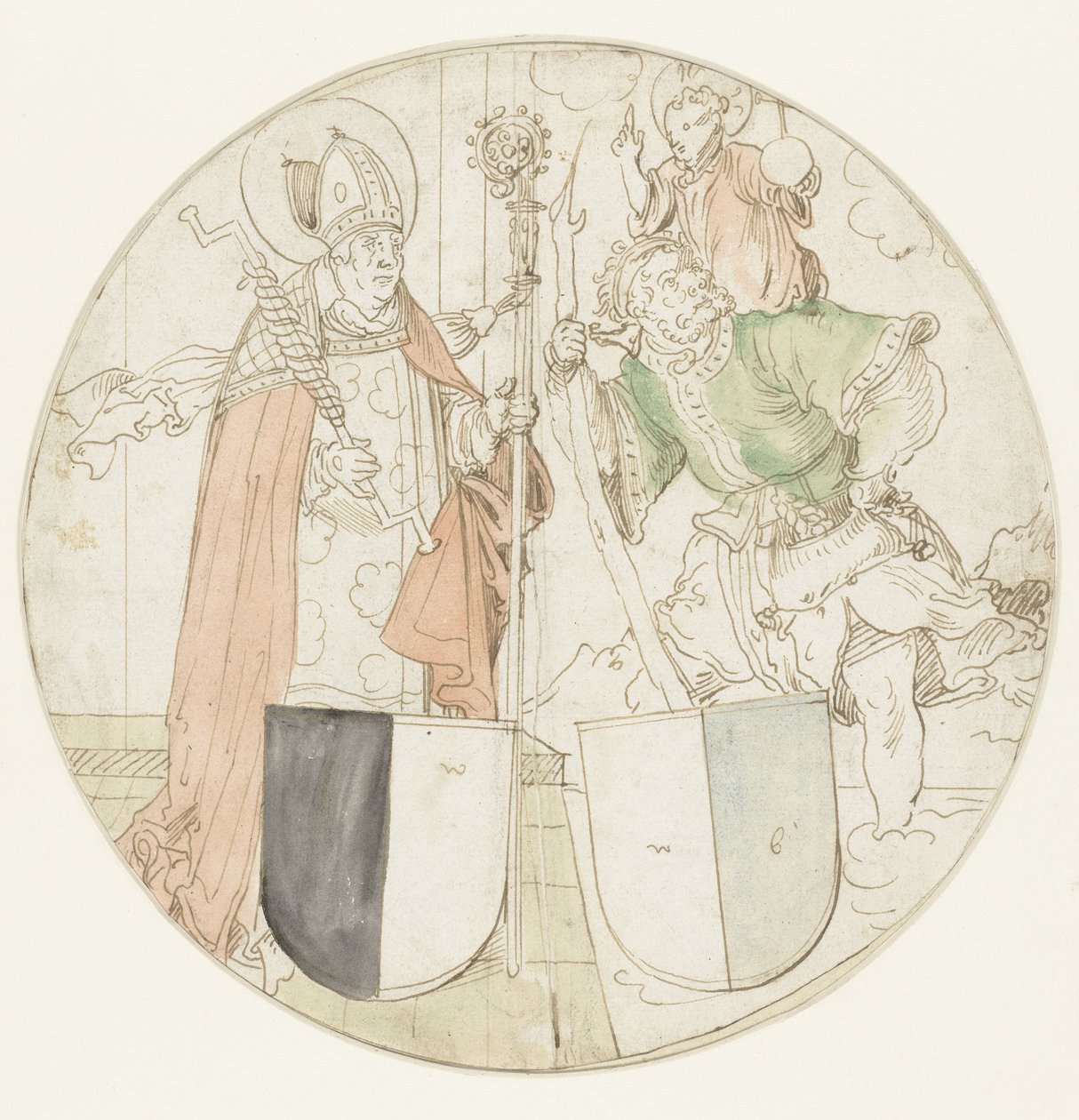 Heiliger Christophorus und Erasmus, jeder mit einem Wappenschild von Hans Sebald Beham (possibly)