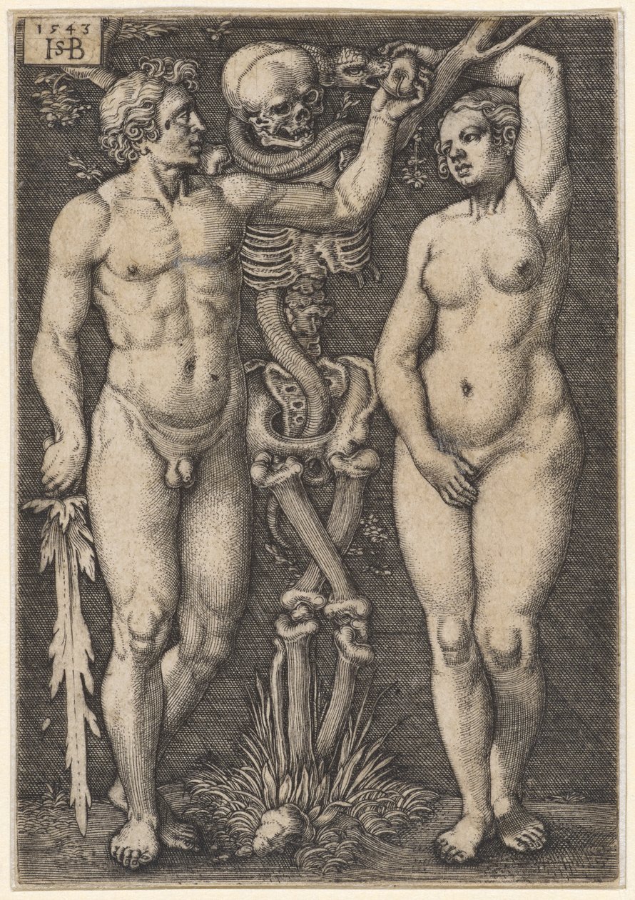 Adam und Eva, 1543 von Hans Sebald Beham: Kunstdruck kaufen