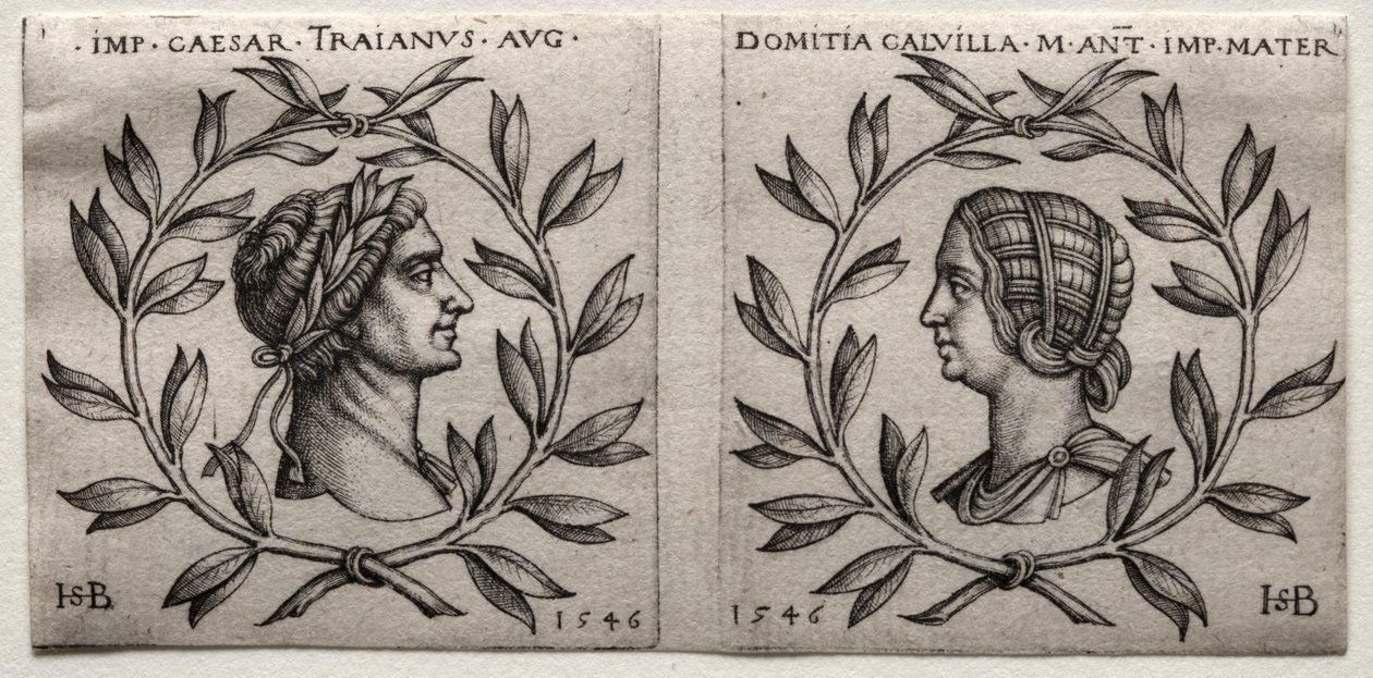 Büsten von Kaiser Trajan und Domitia Calvilla, 1546 von Hans Sebald Beham