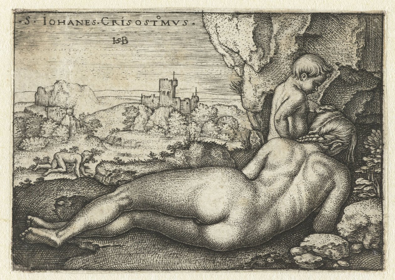 Heiliger Johannes Chrysostomus als Einsiedler in der Wüste von Hans Sebald Beham