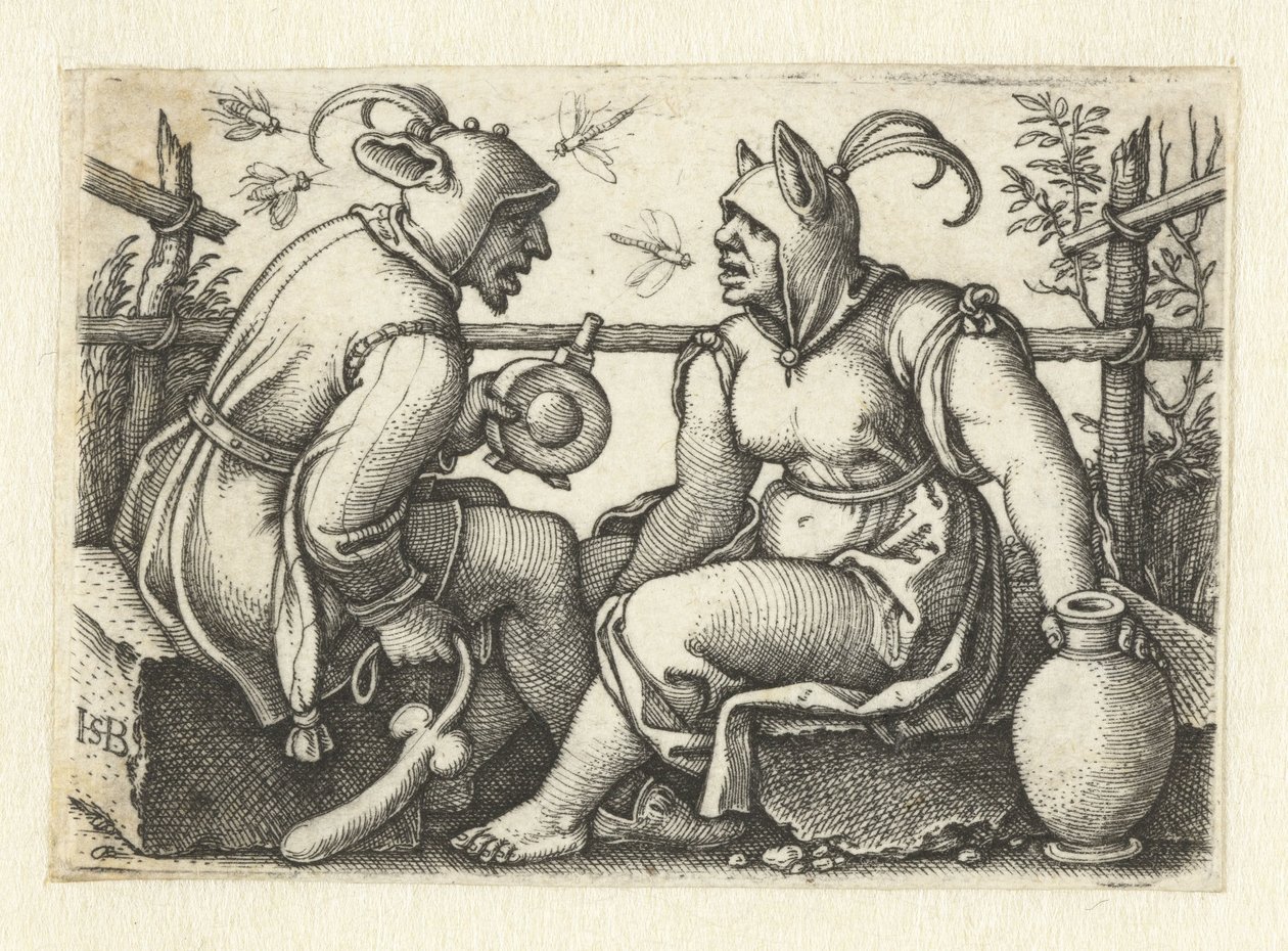 Narr mit Phallus und weiblicher Narr von Hans Sebald Beham