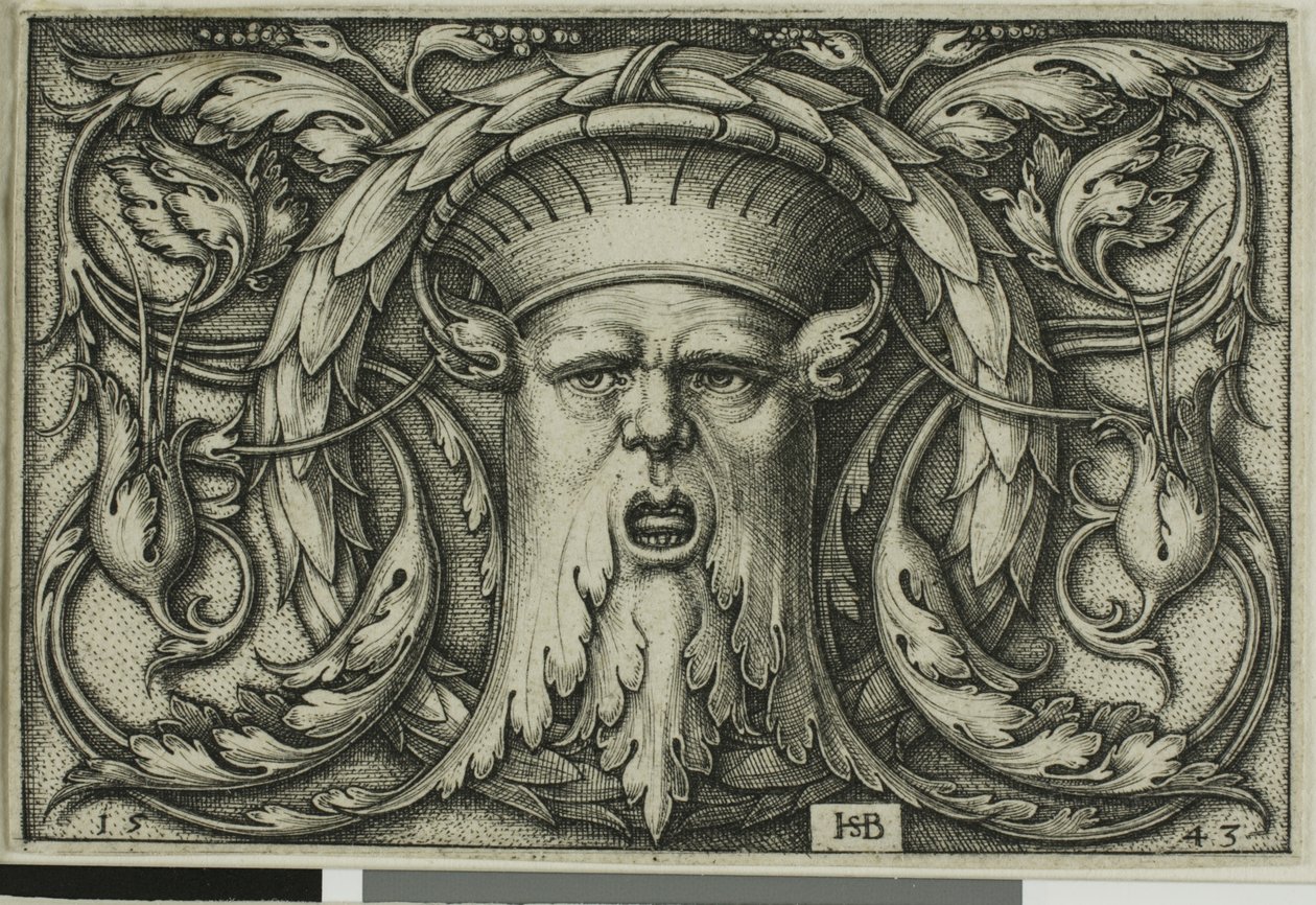 Ornament mit einer Maske von Hans Sebald Beham: Kunstdruck
