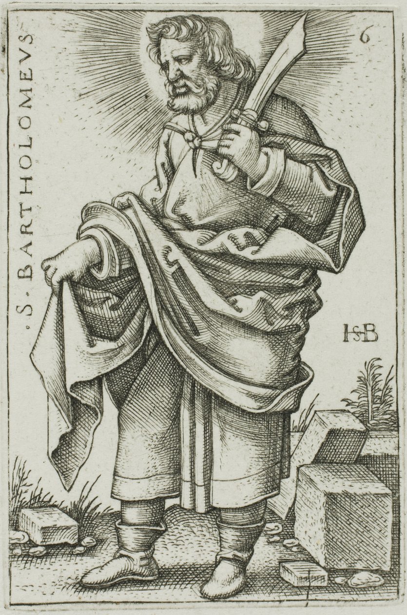 St. Bartholomäus, Platte 6 aus Die zwölf Apostel von Hans Sebald Beham