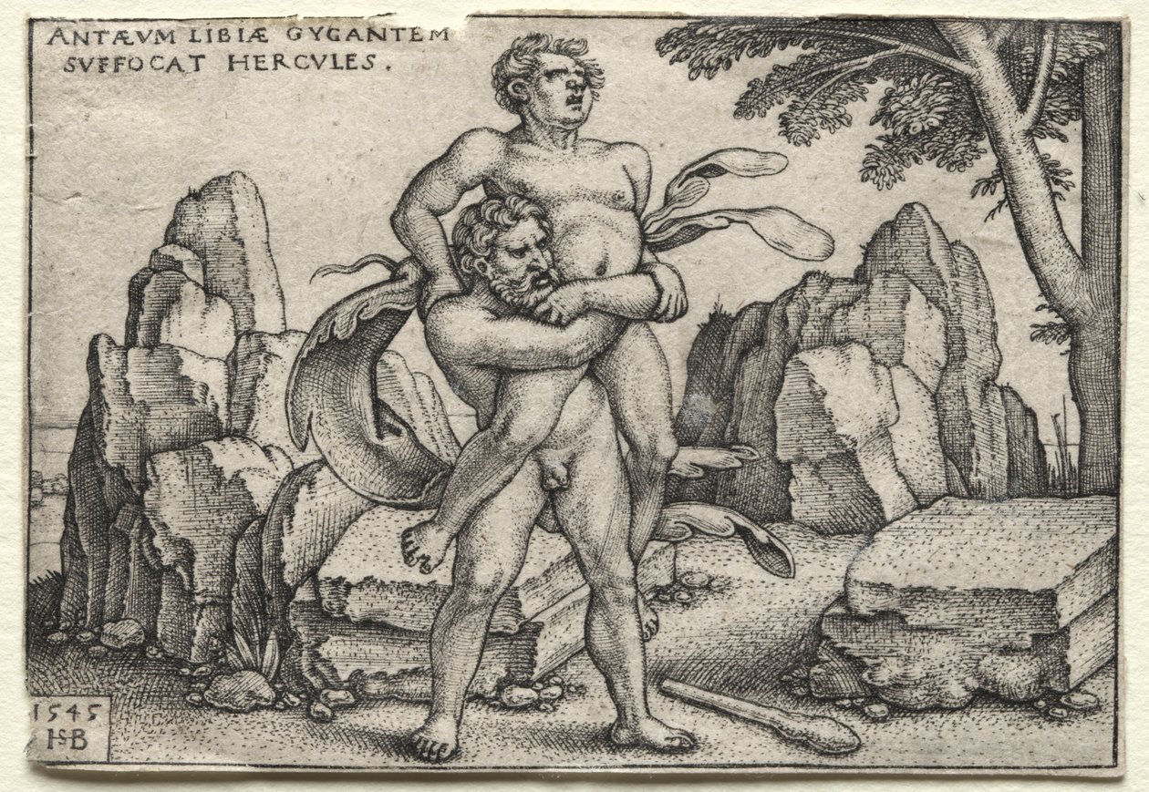 Die Arbeiten des Herkules: Herkules zerquetscht Antäus von Hans Sebald Beham