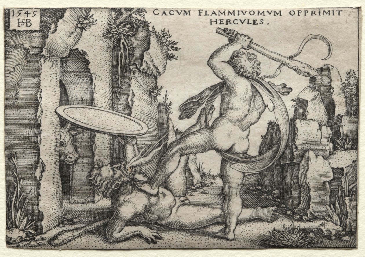 Die Arbeiten des Herkules: Herkules tötet den Riesen Cacus, 1545 von Hans Sebald Beham