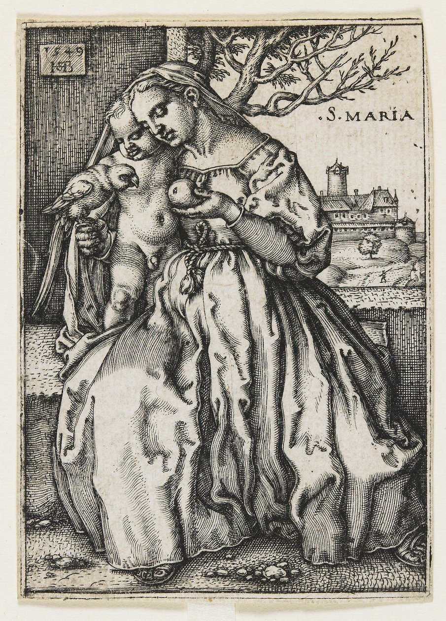 Jungfrau und Kind mit einem Papagei, 1549 von Hans Sebald Beham