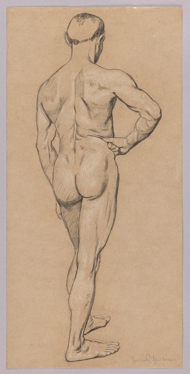 Männlicher Akt von hinten von Hans Thoma