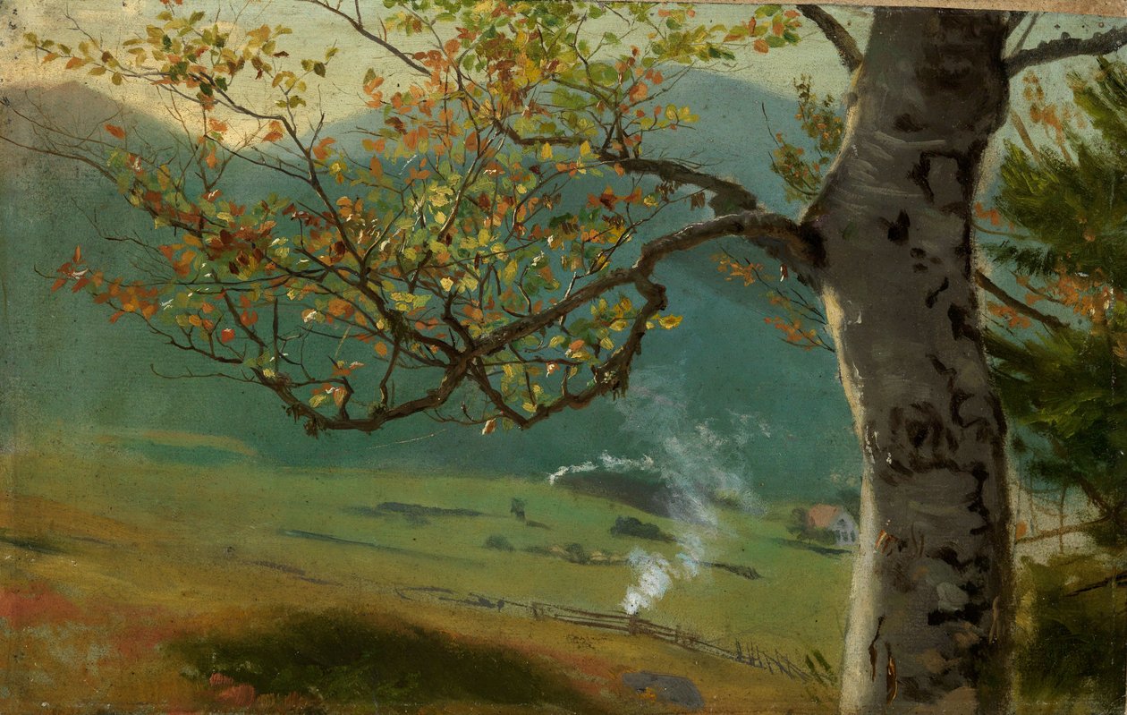 Herbstlicher Baum vor Wiesental von Hans Thoma
